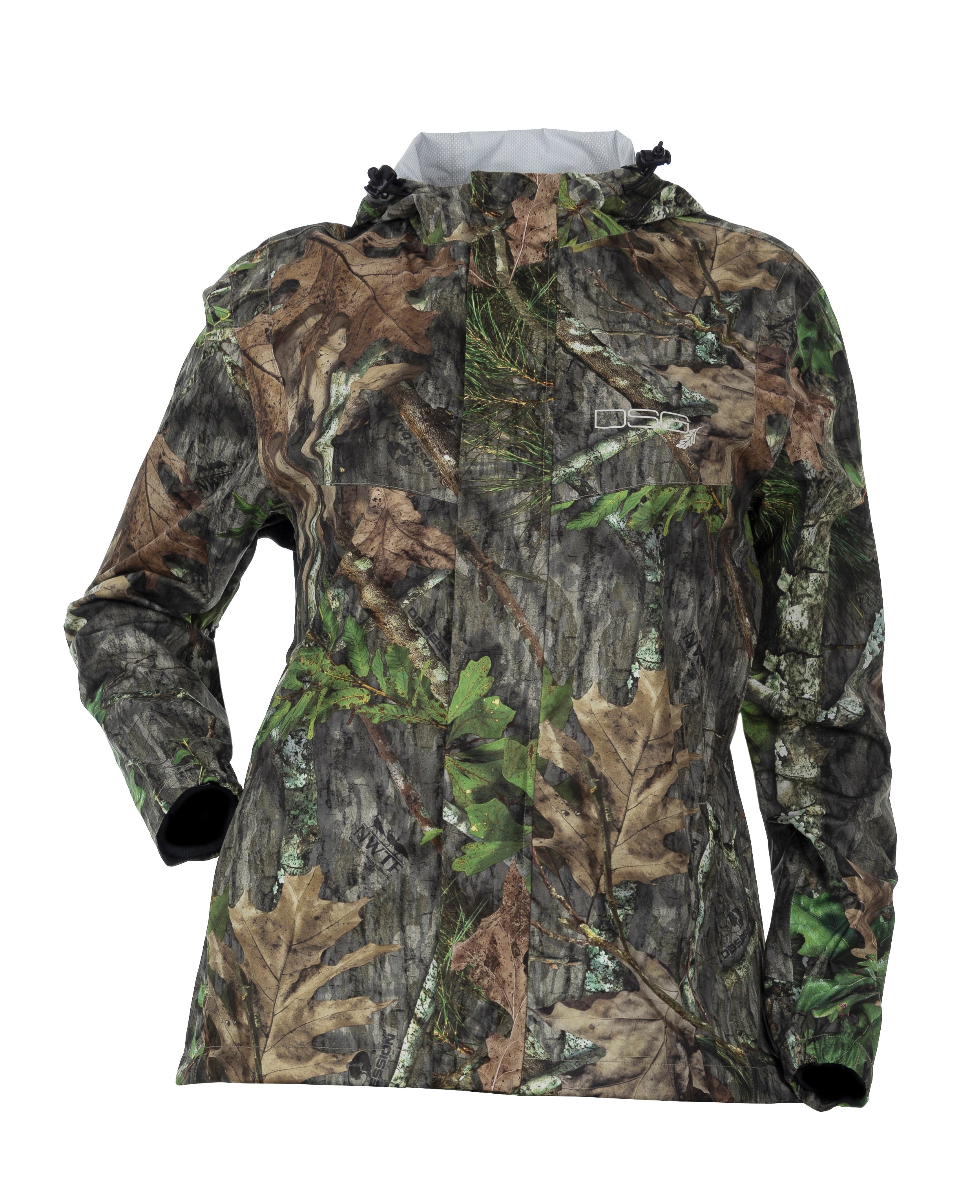 DSG Nova Plus Size Rain Jacket in Mossy Oak Obession front view