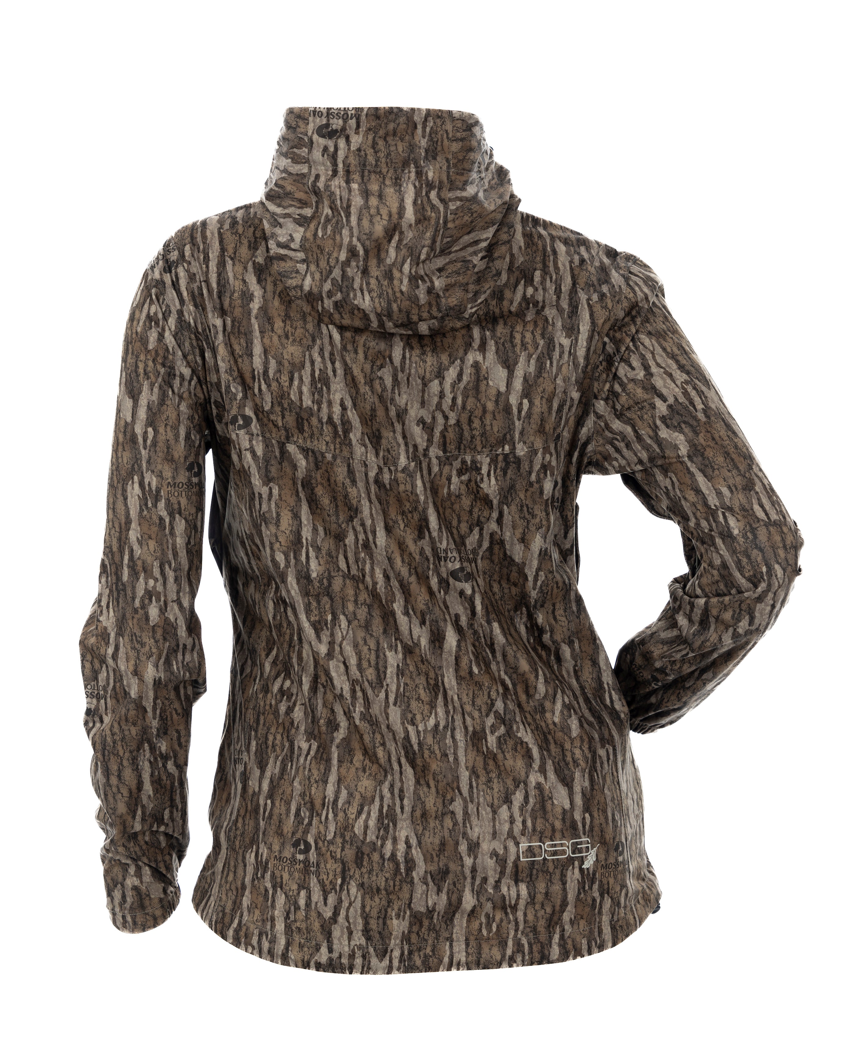 DSG Nova Plus Size Rain Jacket in Mossy Oak Bottom Land  back view