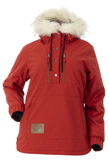 Explorer Anorak Plus Size Jacket front view in brick red