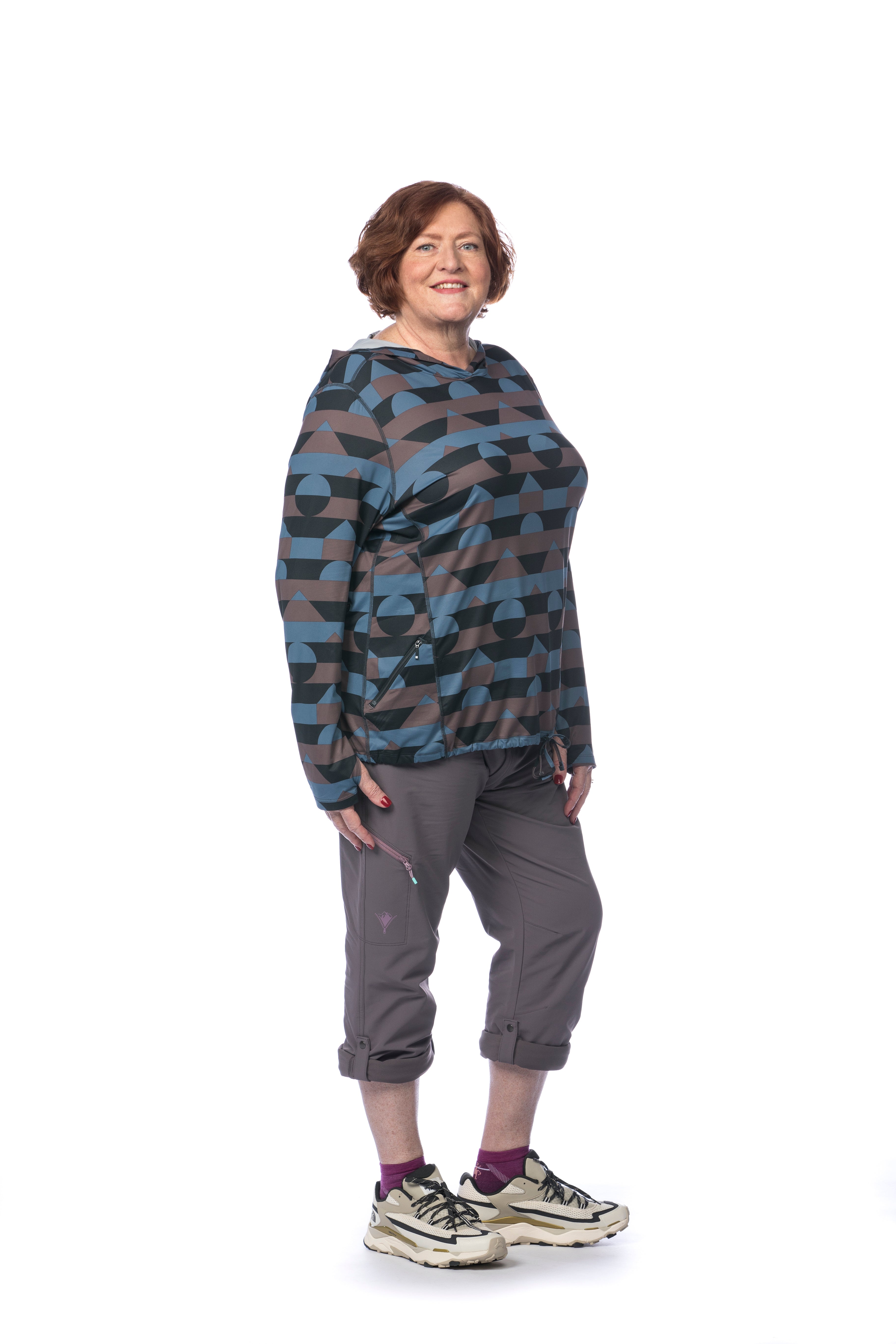Deeann in Mountain Hardwear Crater Lake Plus Size LS Hoody in Blue Quartz