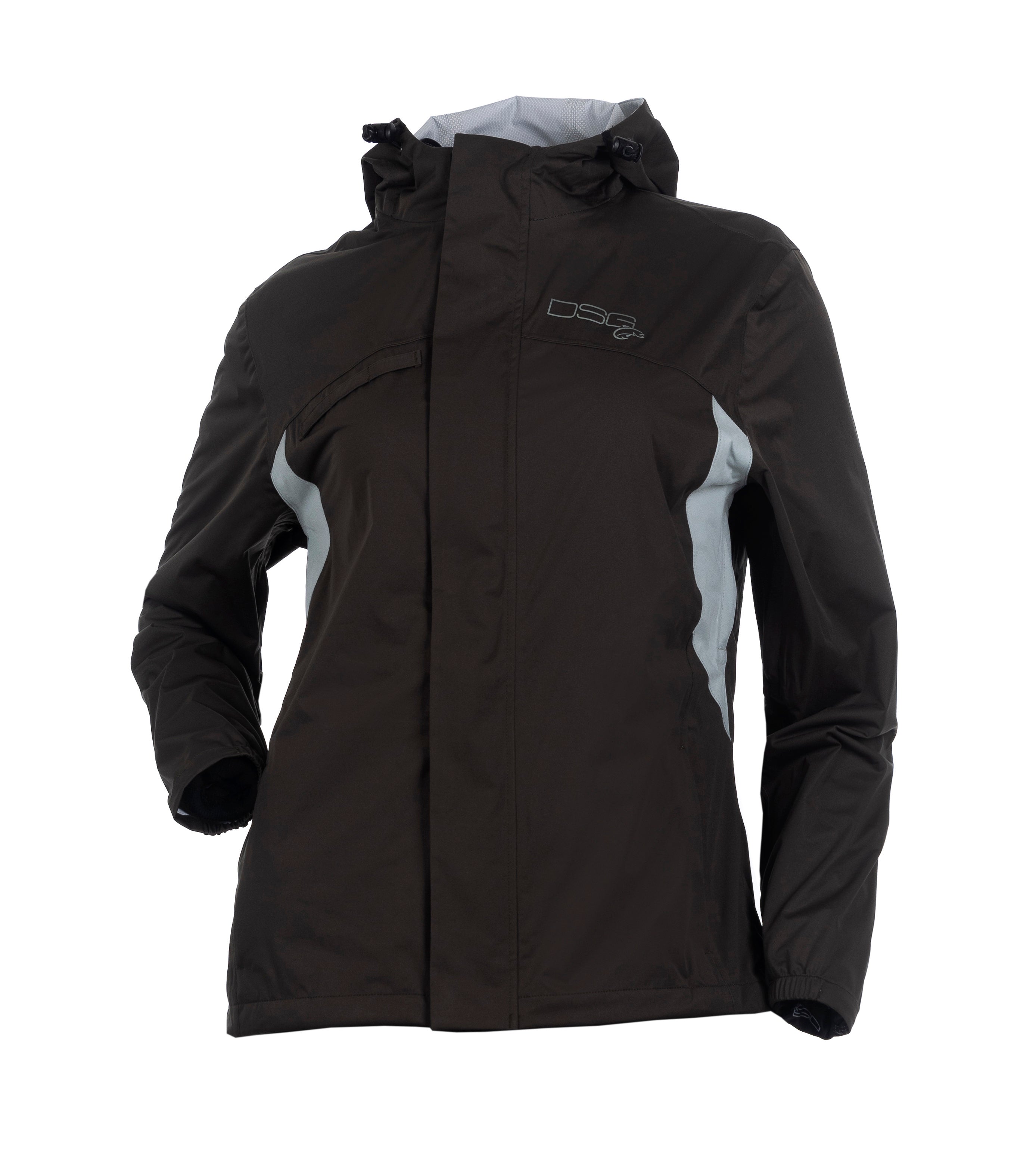 DSG Journey Plus Size Rain Jacket product shot in black front view