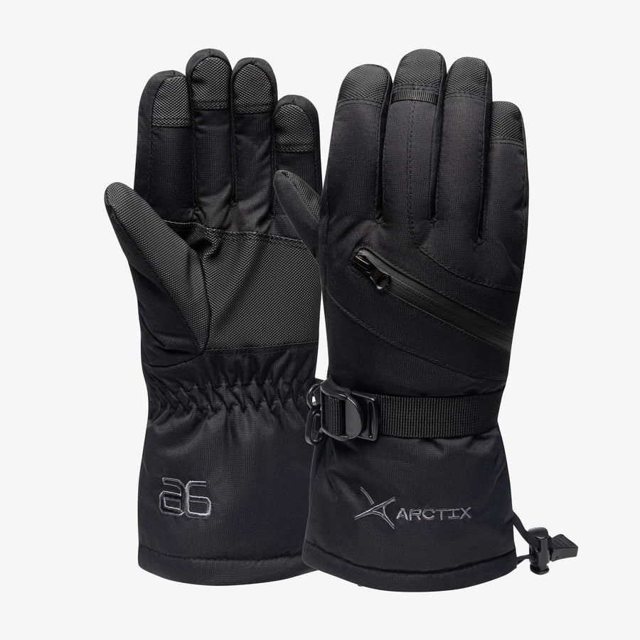 Front and back view of Women's Downhill Gloves in black