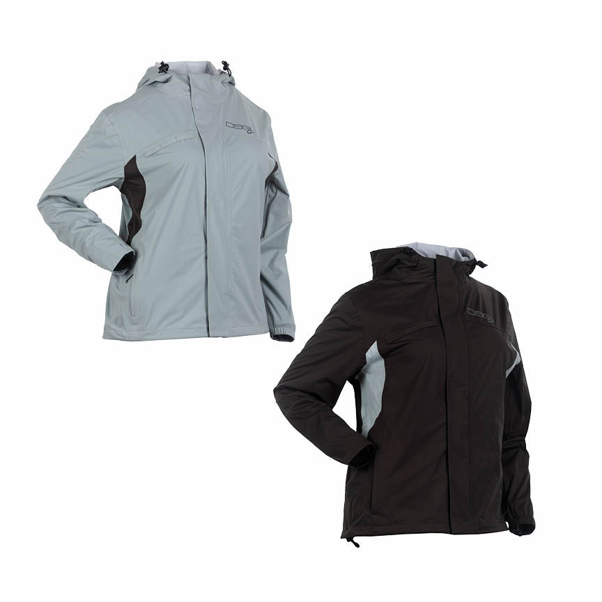 DSG Journey Plus Size Rain Jacket product shot in black and lichen