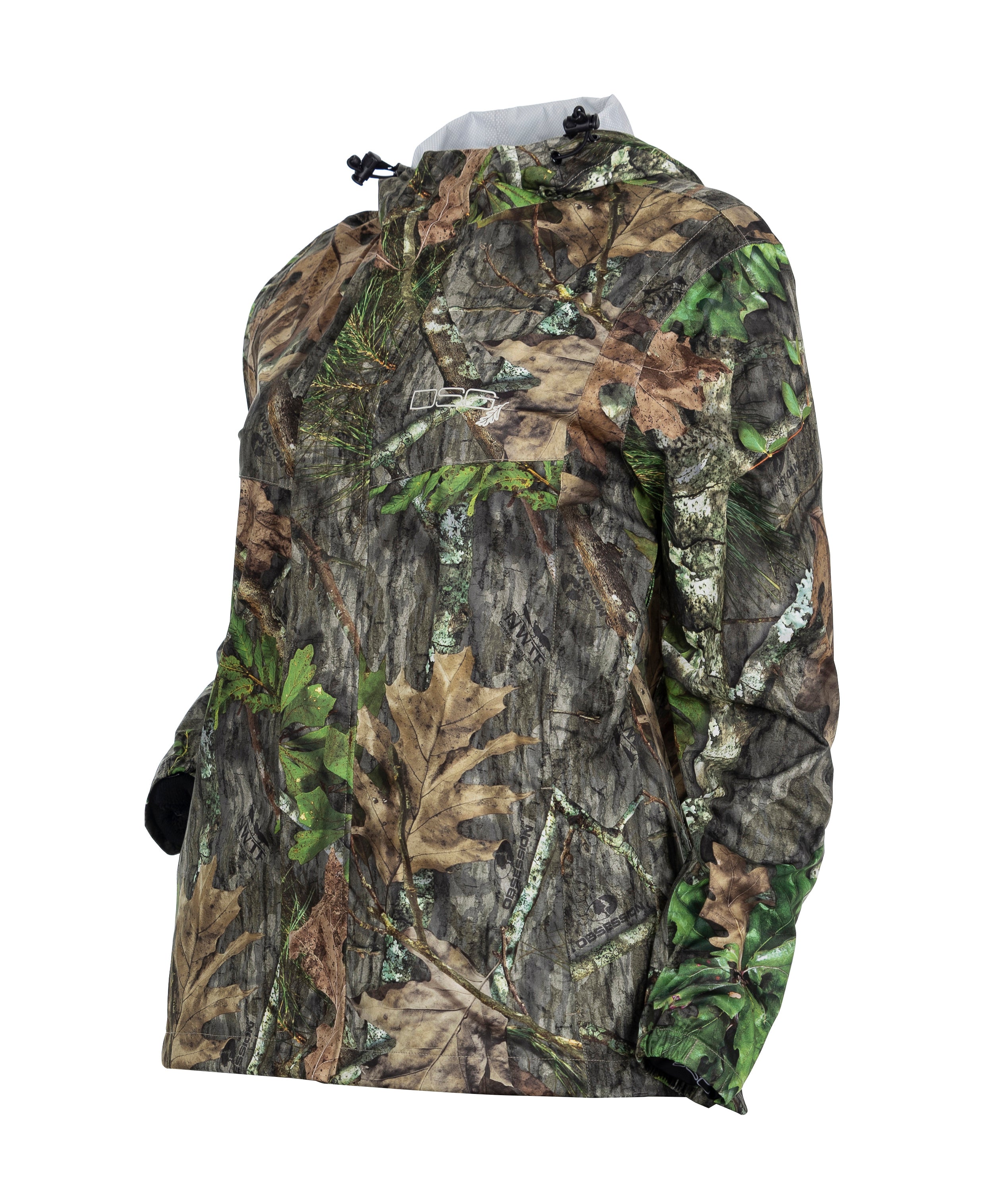 DSG Nova Plus Size Rain Jacket in Mossy Oak Obsession right side view