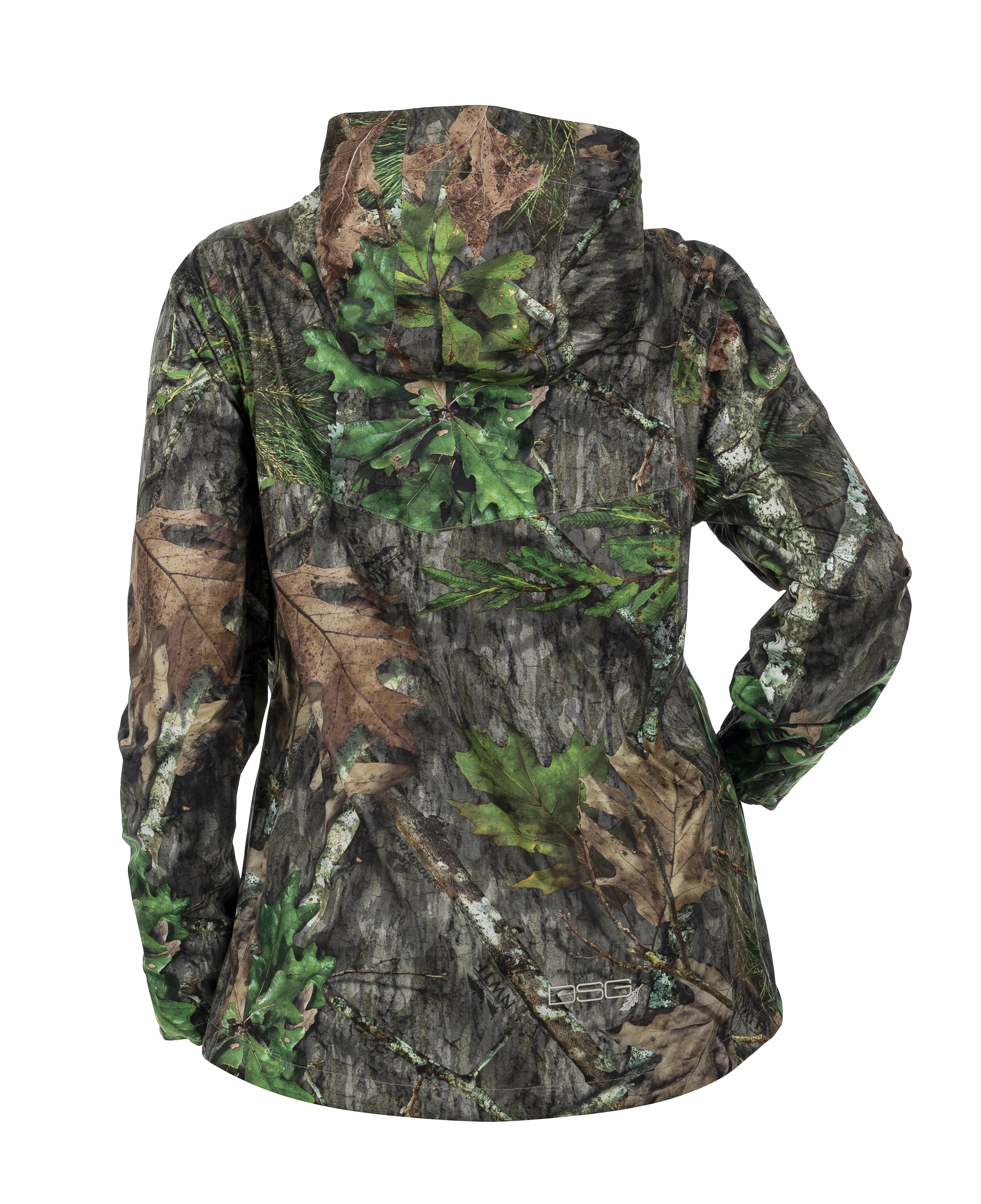 DSG Nova Plus Size Rain Jacket in Mossy Oak Obsession back view