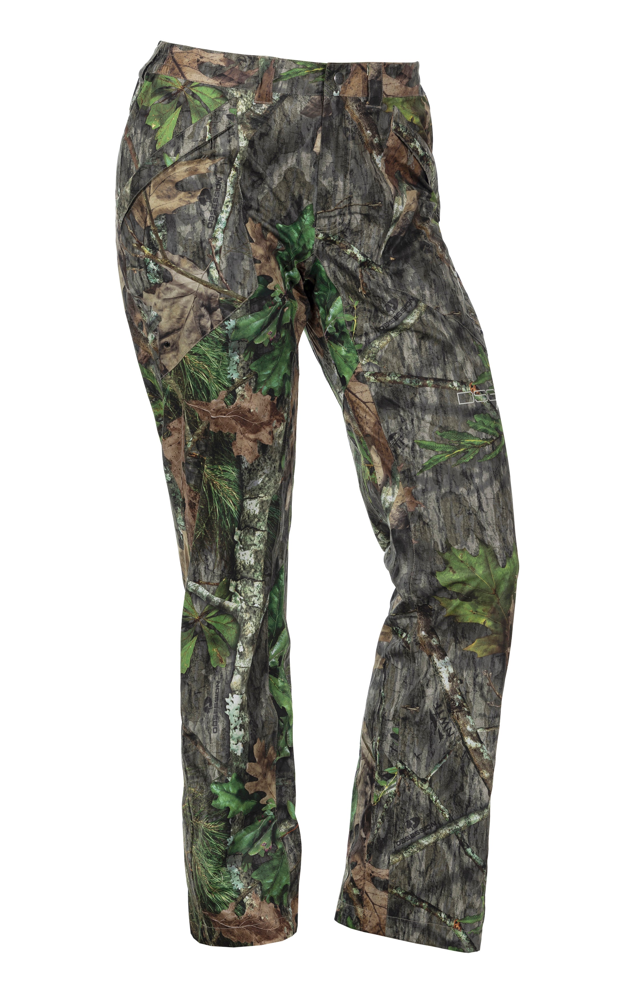 DSG Nova Plus Size Rain Pant product shot front bent knee view Mossy Oak Obsession