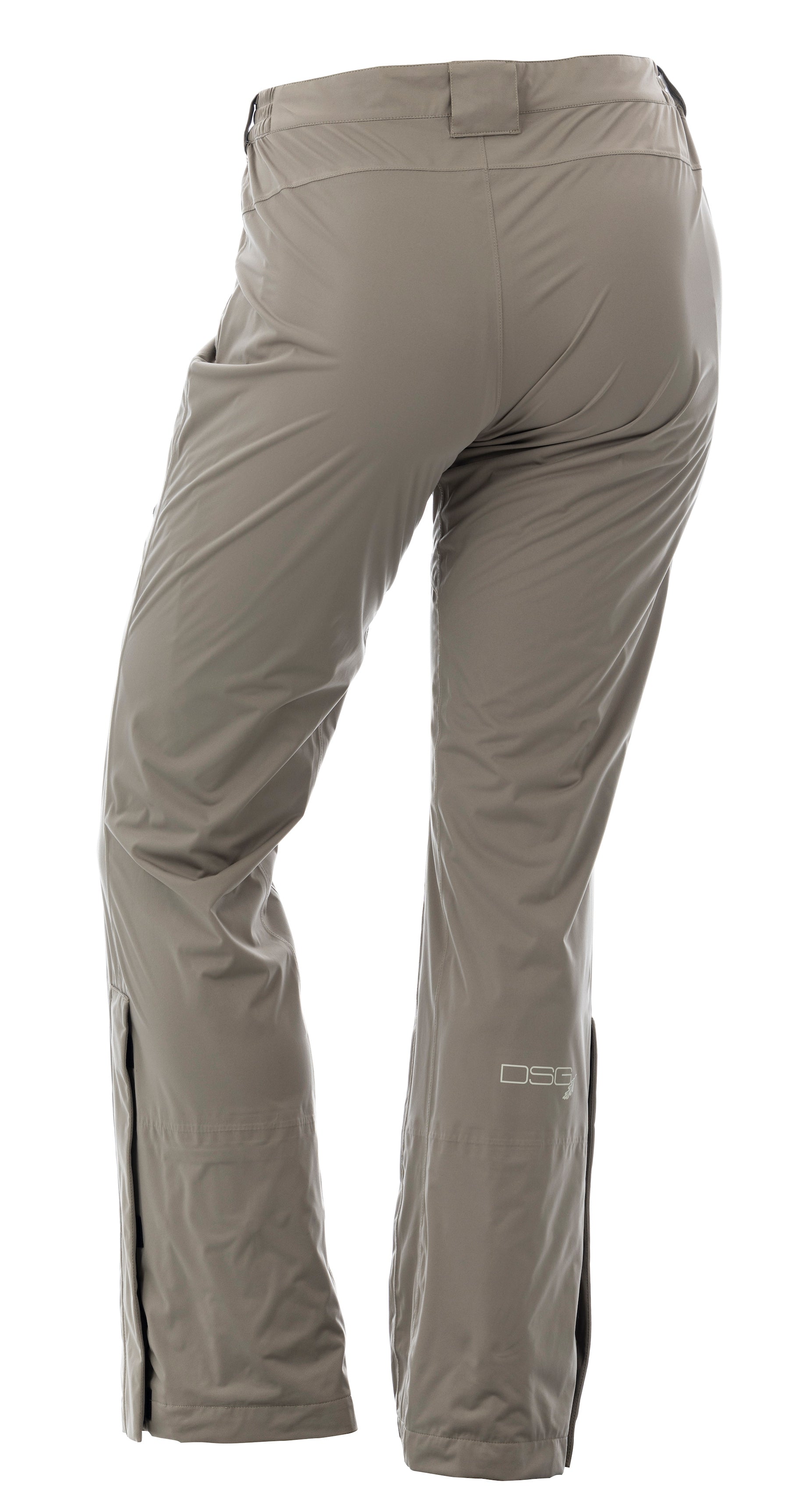 DSG Nova Plus Size Rain Pant in linchen back bent knee view