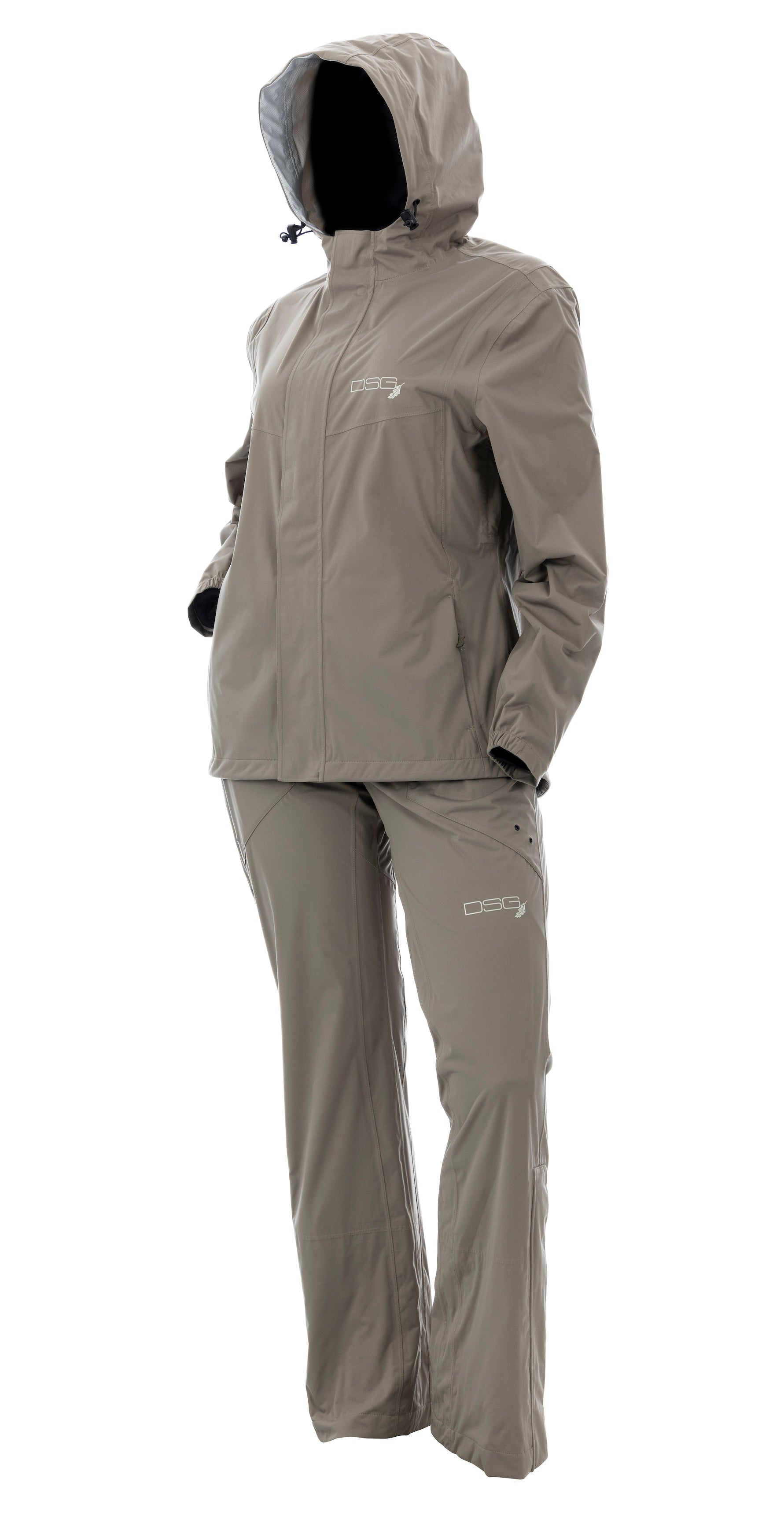 DSG Nova Plus Size Rain Pant and Jacket full outfit view in linch colorway