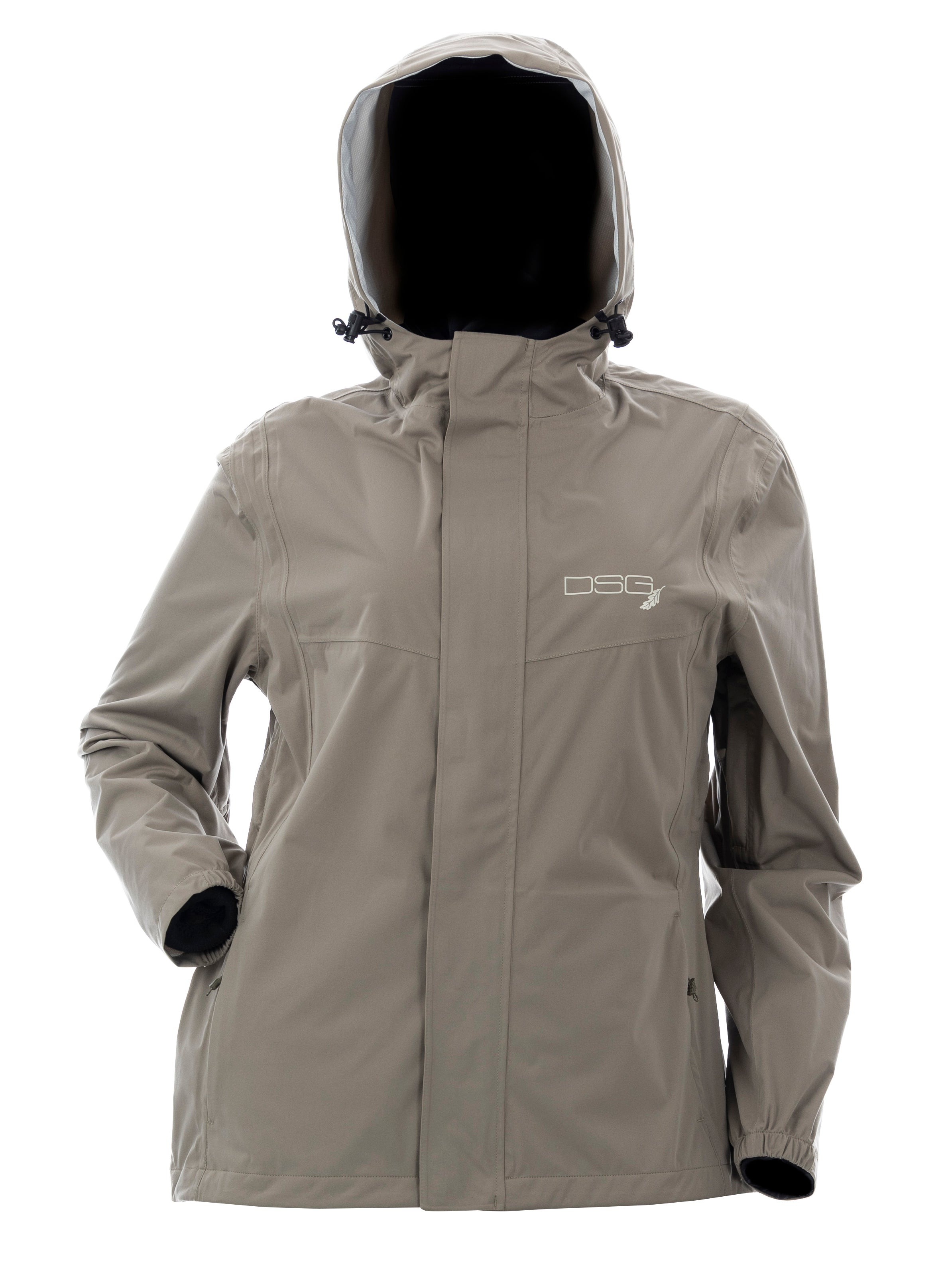 DSG Nova Plus Size Rain Jacket in Stone Front View 