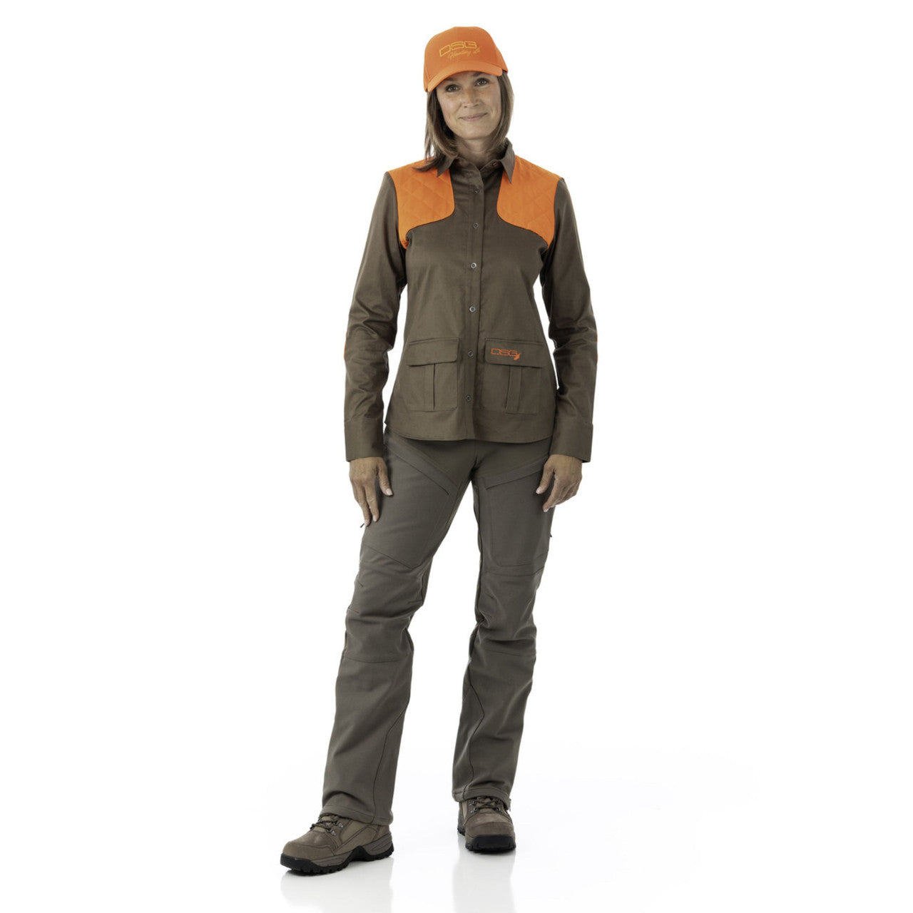 DSG Plus Size Upland Buttondown | Blaze Orange/Stone