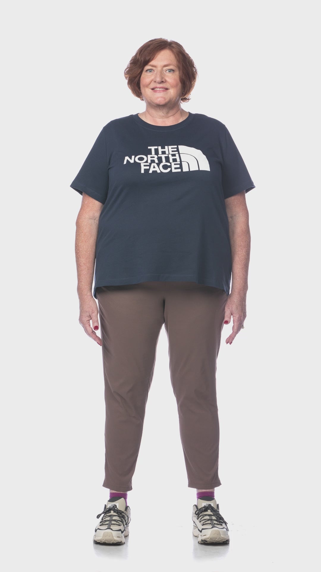 360 view of Deann wearing The North Face® Women's Plus Size S/S Half Dome Tee Success Active in Summit Navy