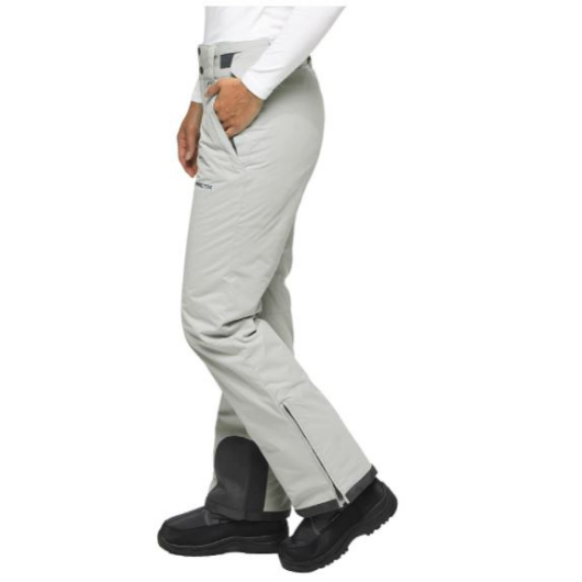 Side view of woman wearing Arctix Plus Size Snow Pants in Quiet Gray