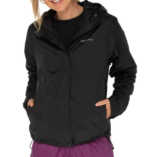 Woman wearing Arctix Plus Size River Rain Jacket in Black