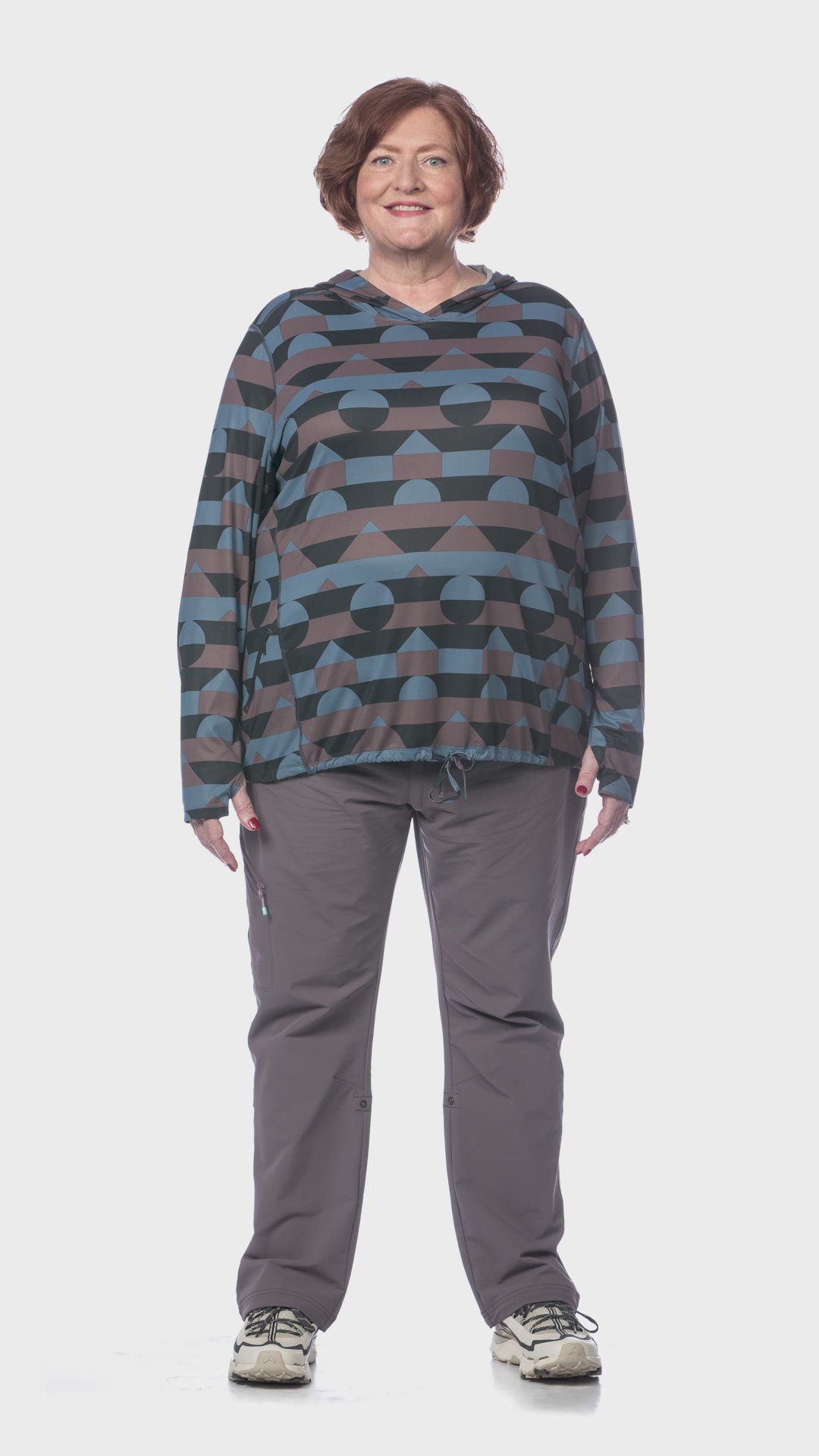 360 view of  Deeann in Mountain Hardwear Crater Lake Plus Size LS Hoody in Blue Quartz